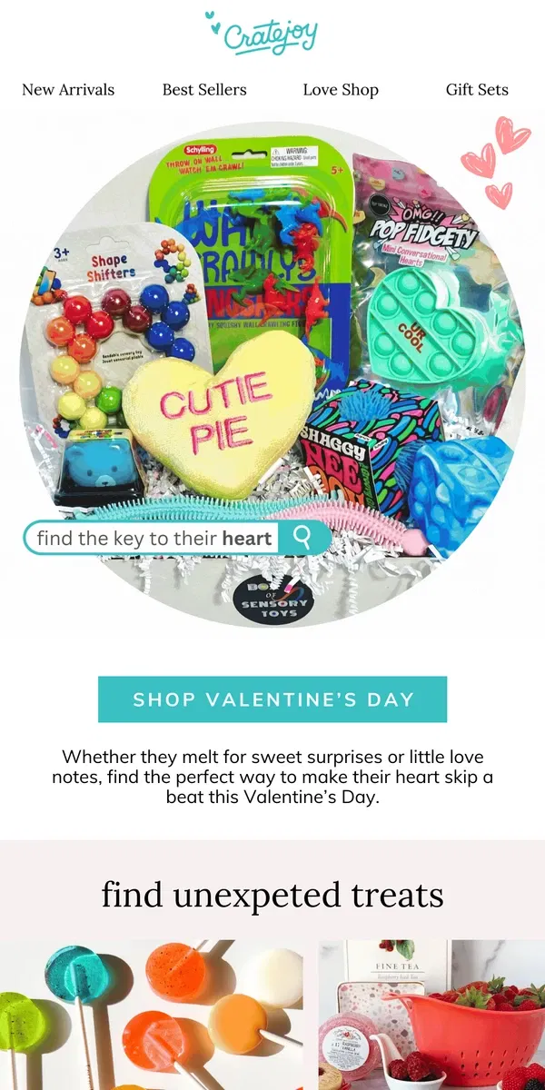 Email from Cratejoy. Open for unique Valentine's day ideas 💌