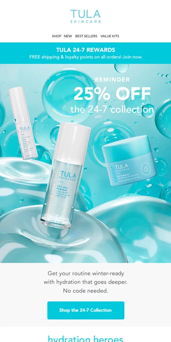 Email from TULA Skincare. Get it while you can