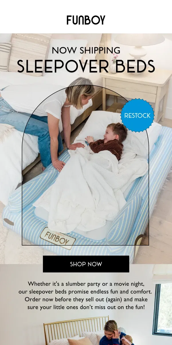 Email from FUNBOY. Best Selling Sleepover Beds ⭐