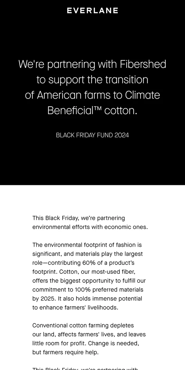 Email from Everlane. Black Friday Fund 2024