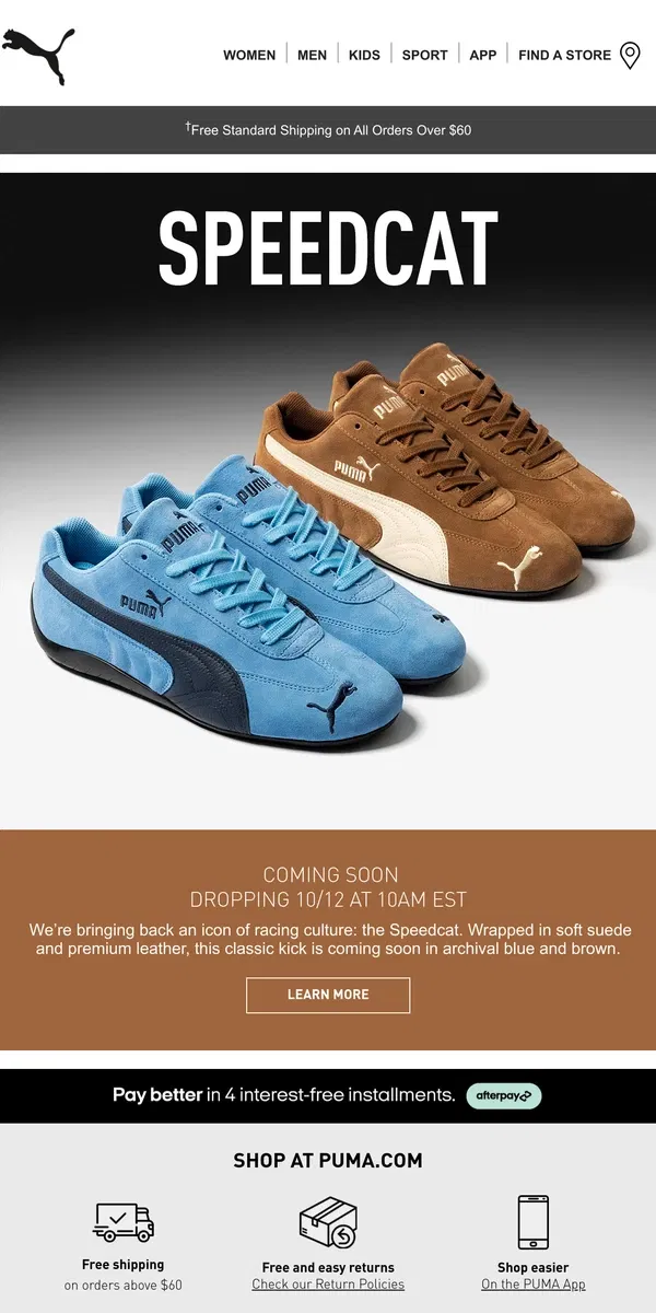 Email from Puma. Live Fast with Speedcat