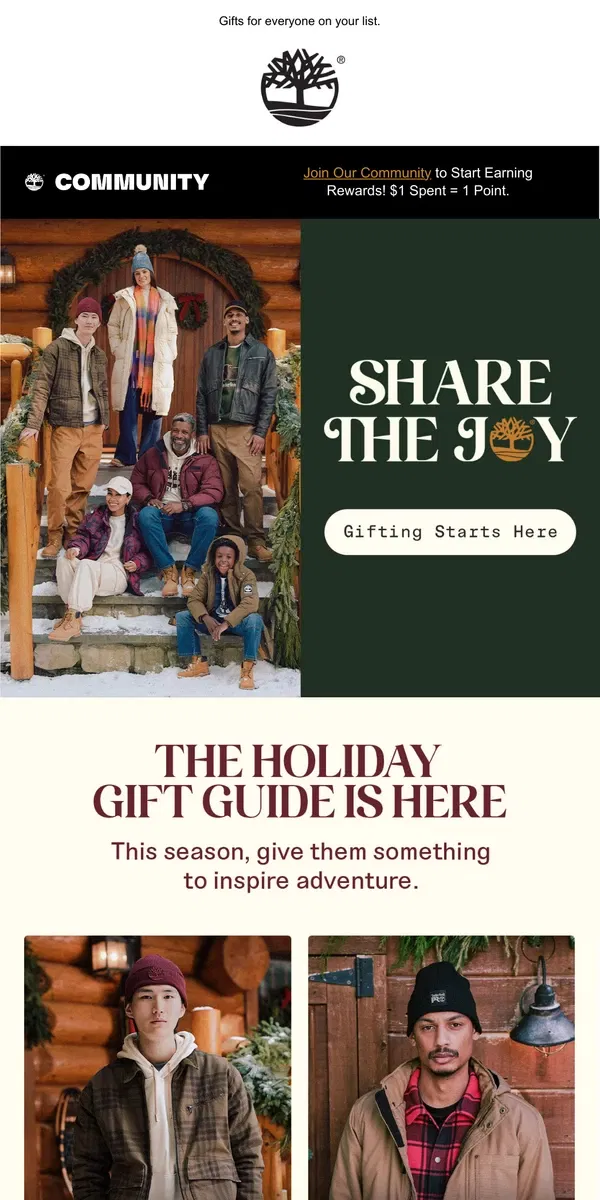 Email from Timberland. The Holiday Gift Guide Is Here!