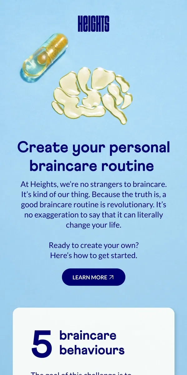 Email from Heights. Your personalised braincare routine