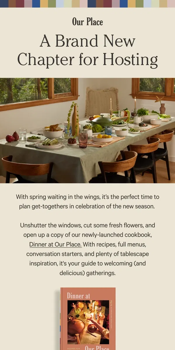 Email from Our Place. It’s a Spring Dinner Party 💐