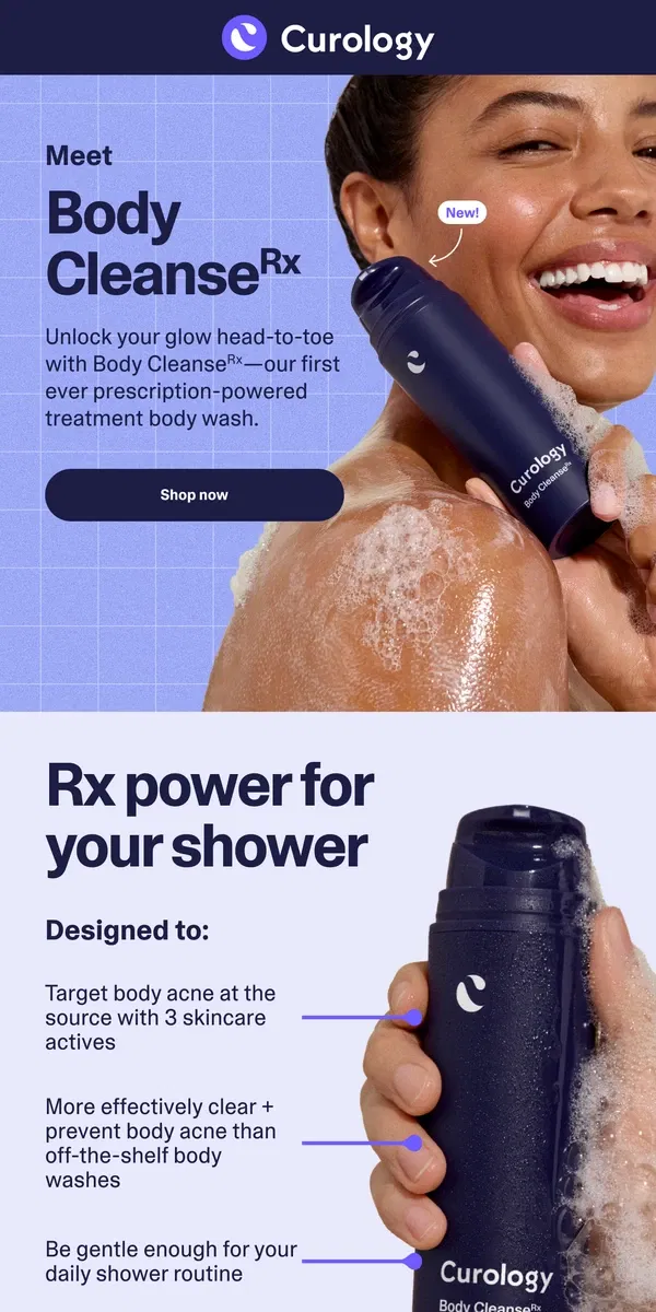 Email from Curology. ✨💧 NEW: Rx body acne care