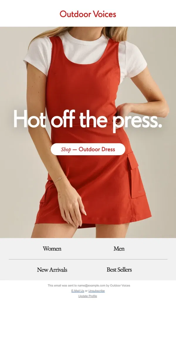 Email from Outdoor Voices. Introducing: The Outdoor Dress