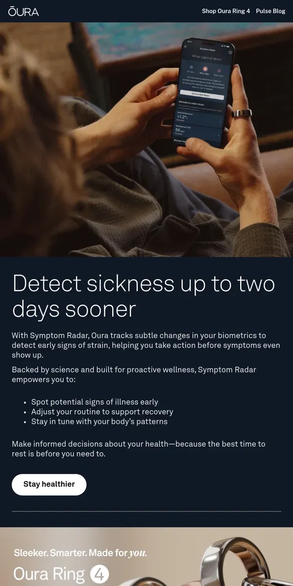 Email from Oura. Stay ahead of sickness 🤒