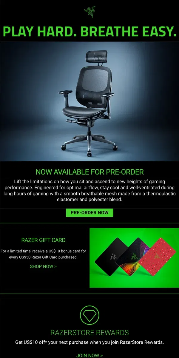 Email from Razer. Razer Fujin Pro. Now Available for Pre-order.