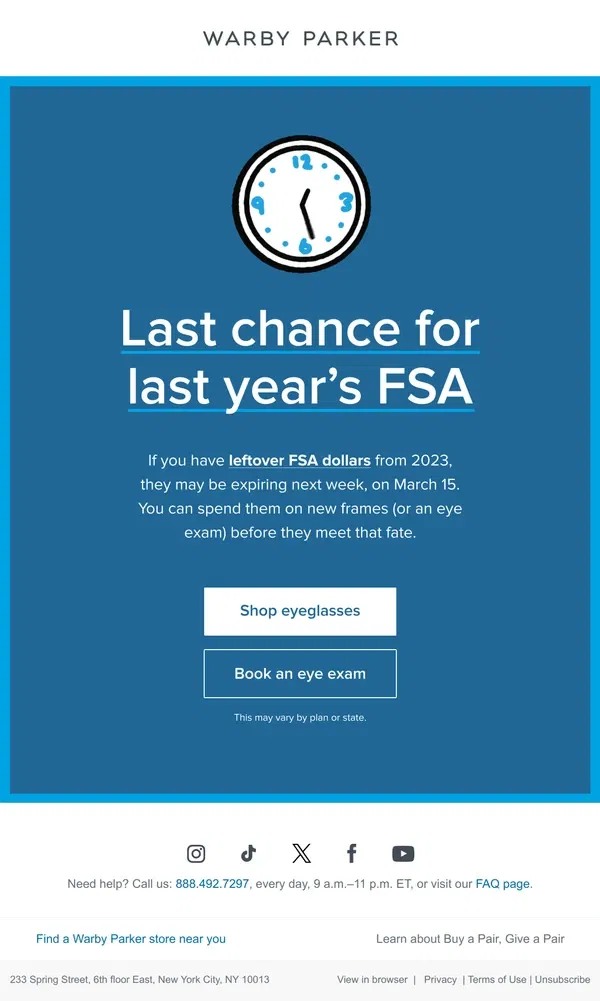 Email from Warby Parker. It’s almost like free money