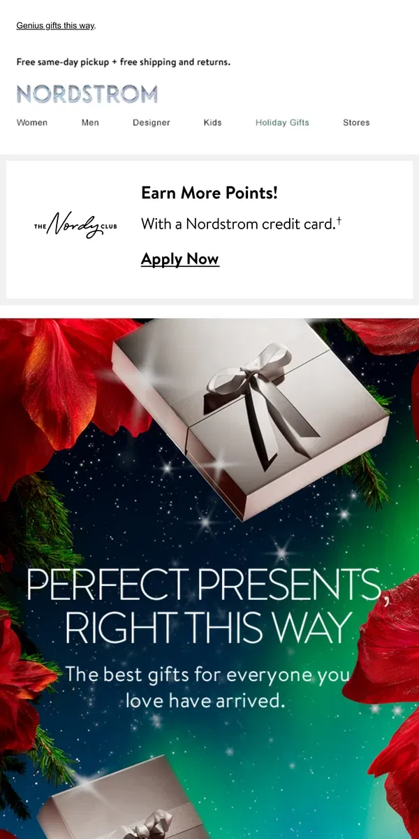 Email from Nordstrom. Our holiday shop is open