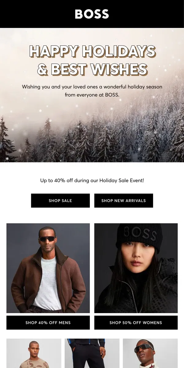 Email from HUGO BOSS. Happy Holidays from BOSS!