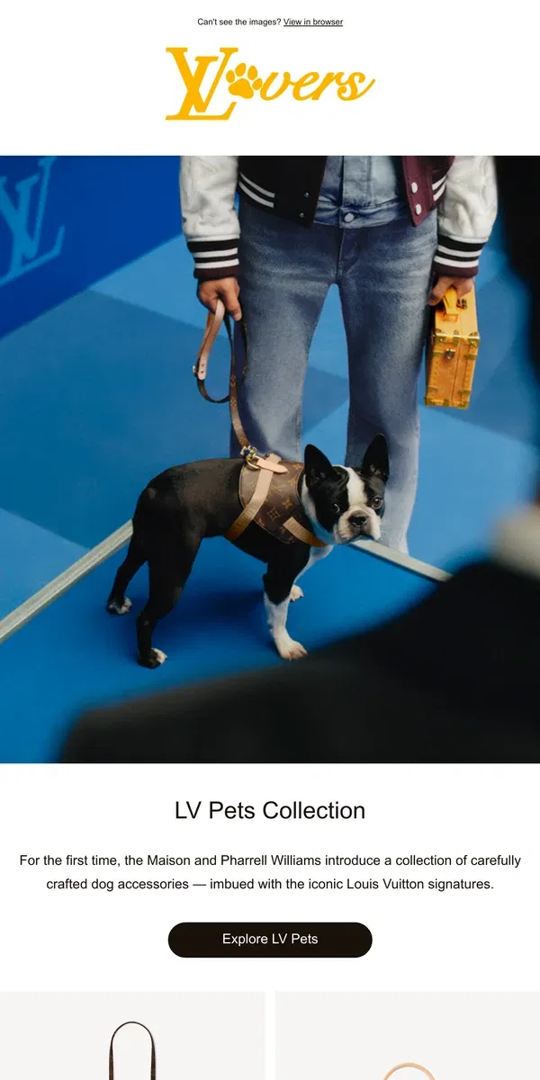 Email from Louis Vuitton. Introducing LV Pets