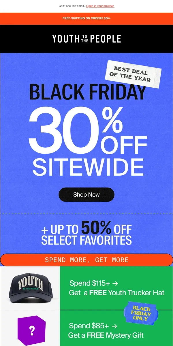 Email from Youth To The People. Black Friday Deals Inside!