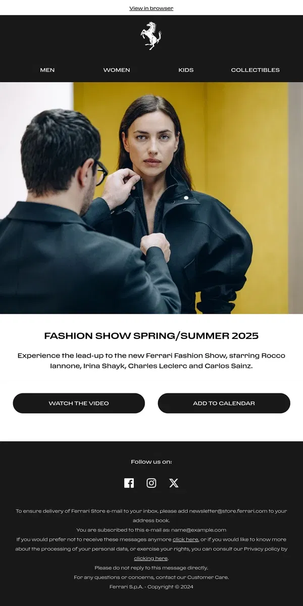 Email from Ferrari. Looking forward to the new Ferrari Fashion Show