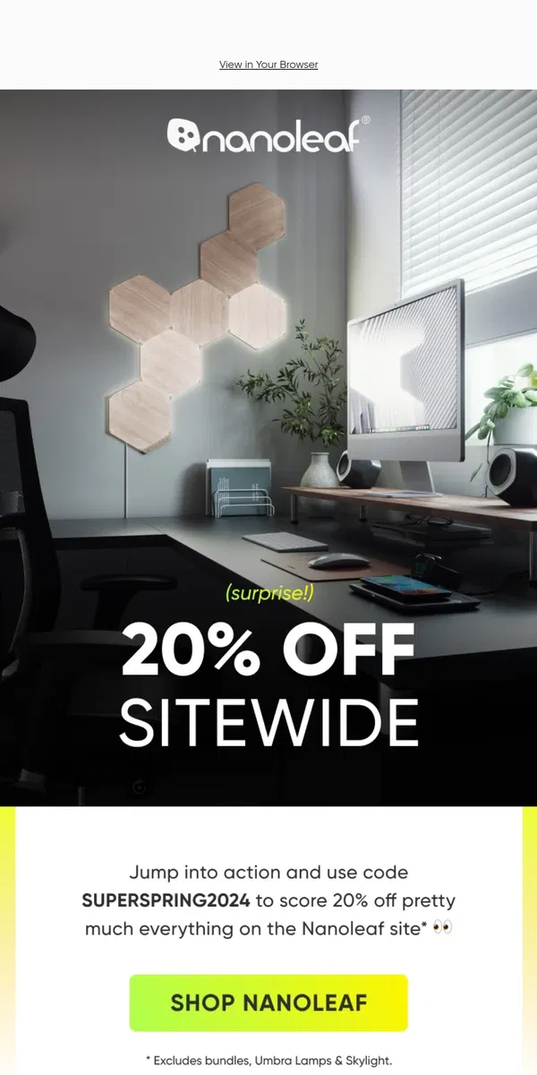 Email from Nanoleaf. 👉 20% Off Sitewide 👈