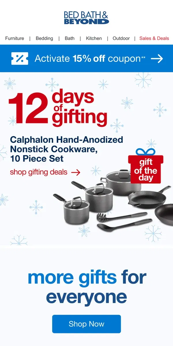 Email from Bed Bath & Beyond. 🎁 Day 7 of the 12 Days of Gifting is Here!