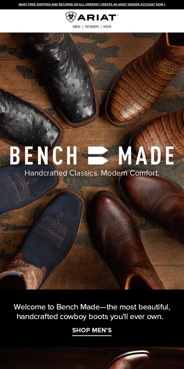 Email from Ariat. What's Your Favorite Bench Made Toe Shape?