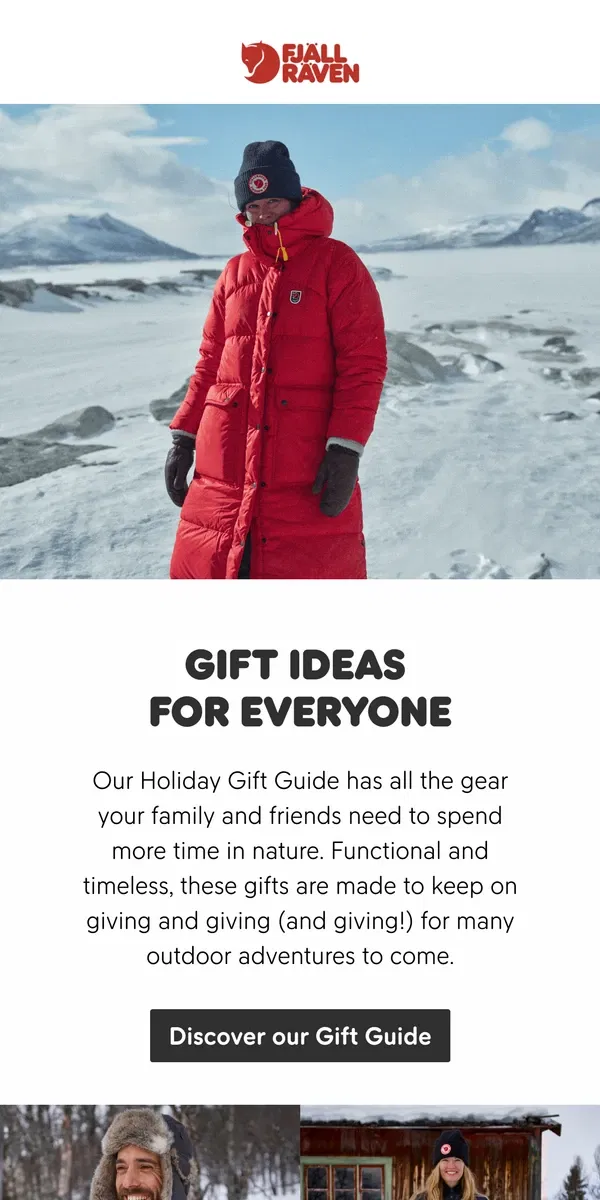 Email from Fjällräven. Gift plan: Everyone gets outdoor gear