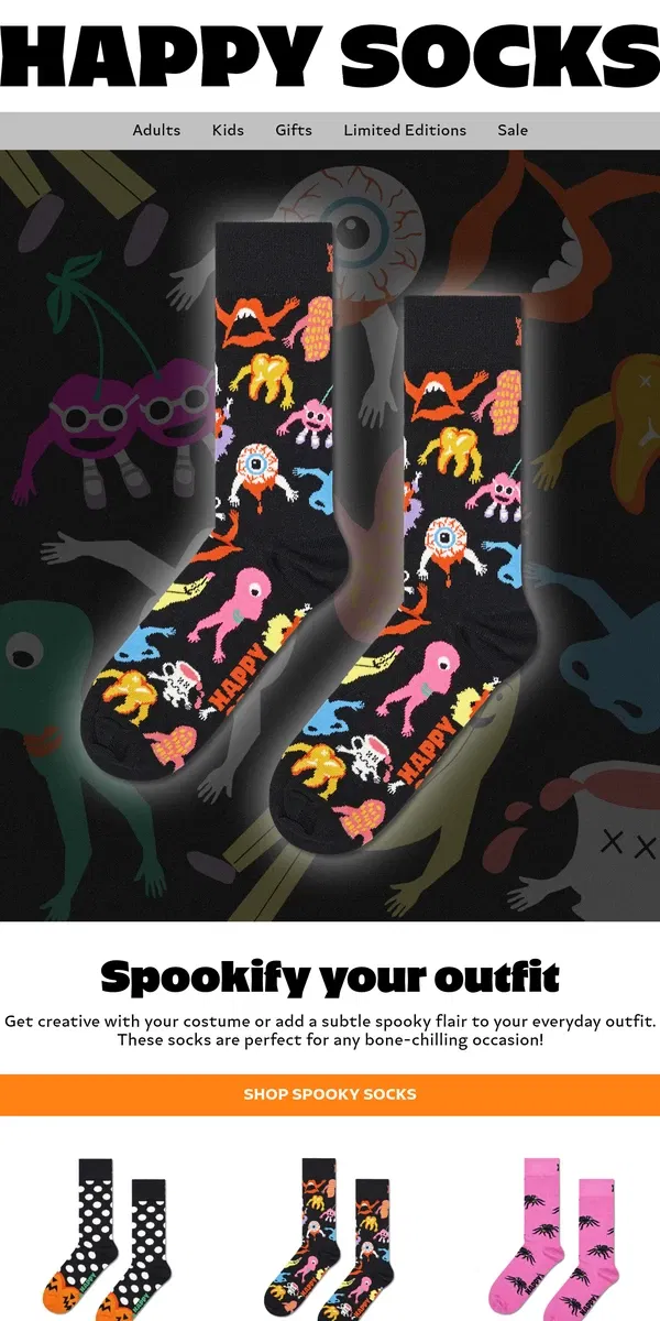 Email from Happy Socks. Spooky Socks for a Hallowed Even!