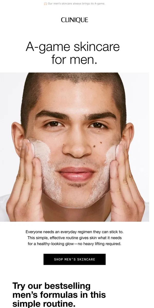 Email from Clinique. Skincare MVPs for men.