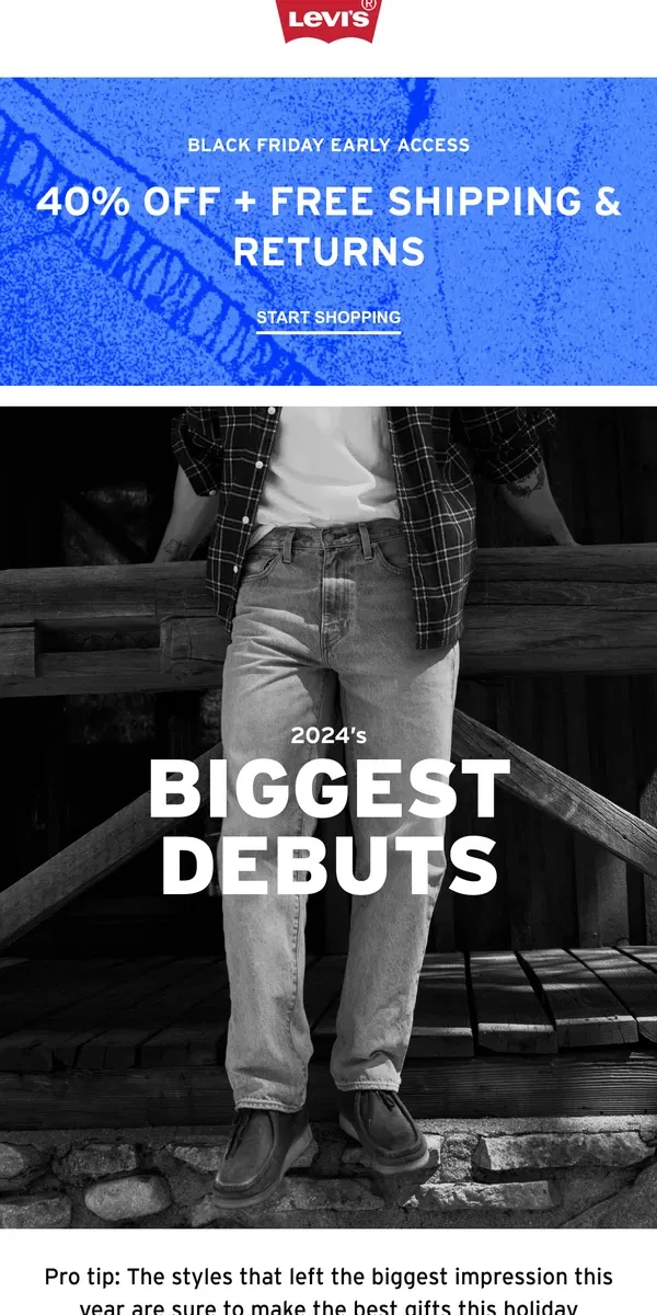 Email from Levi's. New, giftable jeans