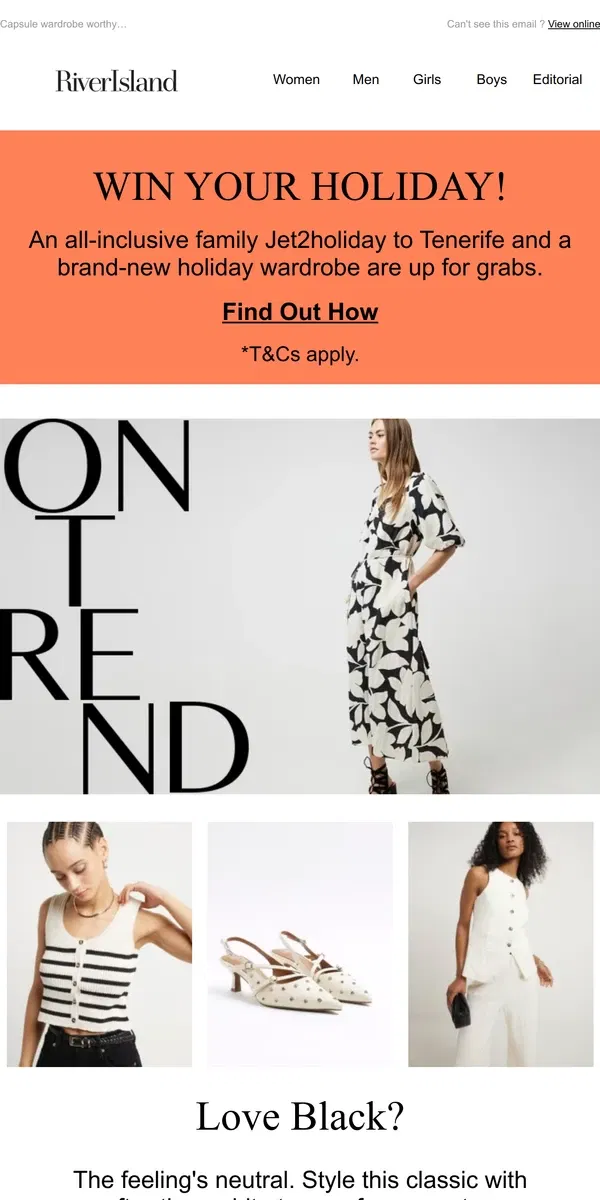 Email from River Island. Amazing black and neutral tones inside