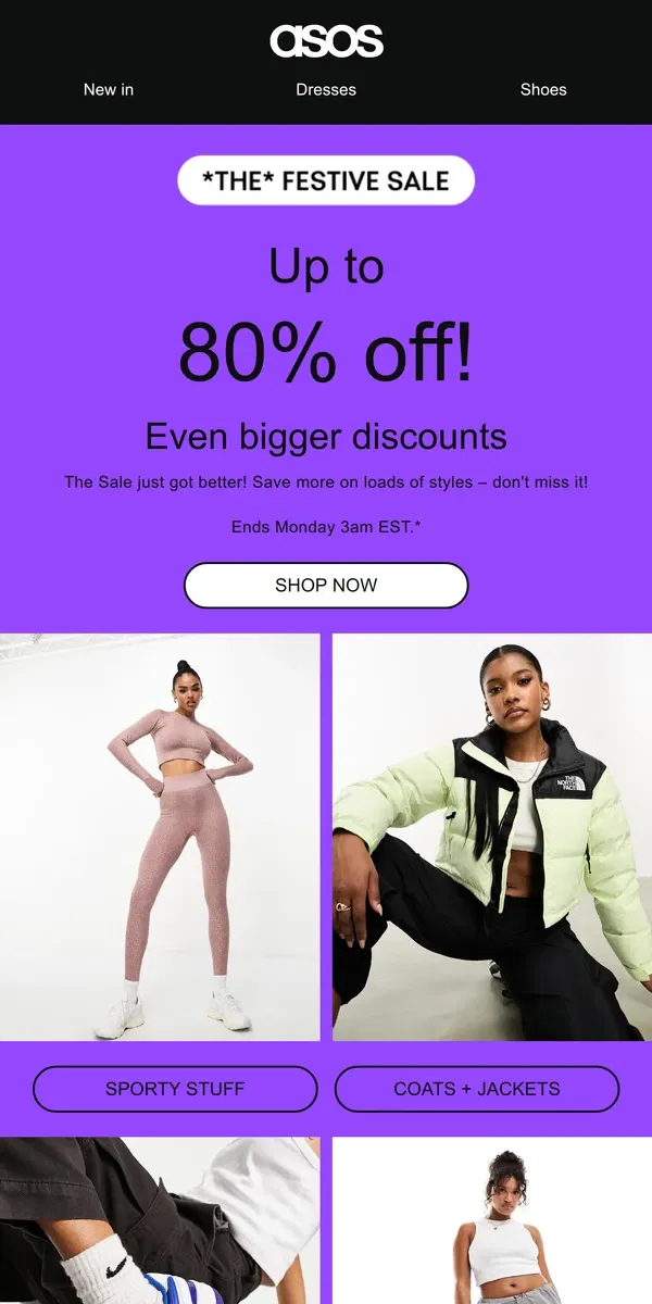 Email from ASOS. Bigger discounts in the up-to-80%-off Sale