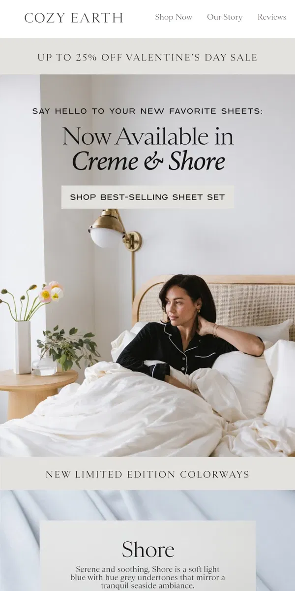 Email from Cozy Earth. Say Hello To Your New Favorite Sheets: