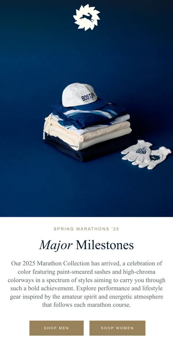 Email from Tracksmith. Now Available: 2025 Marathon Collections