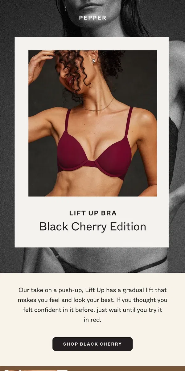 Email from Pepper. Lift Up: Black Cherry Edition