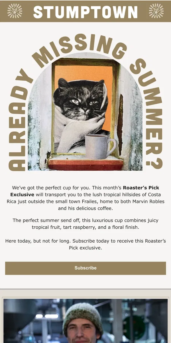 Email from Stumptown Coffee Roasters. Psst.. This month's Roaster’s Pick is here