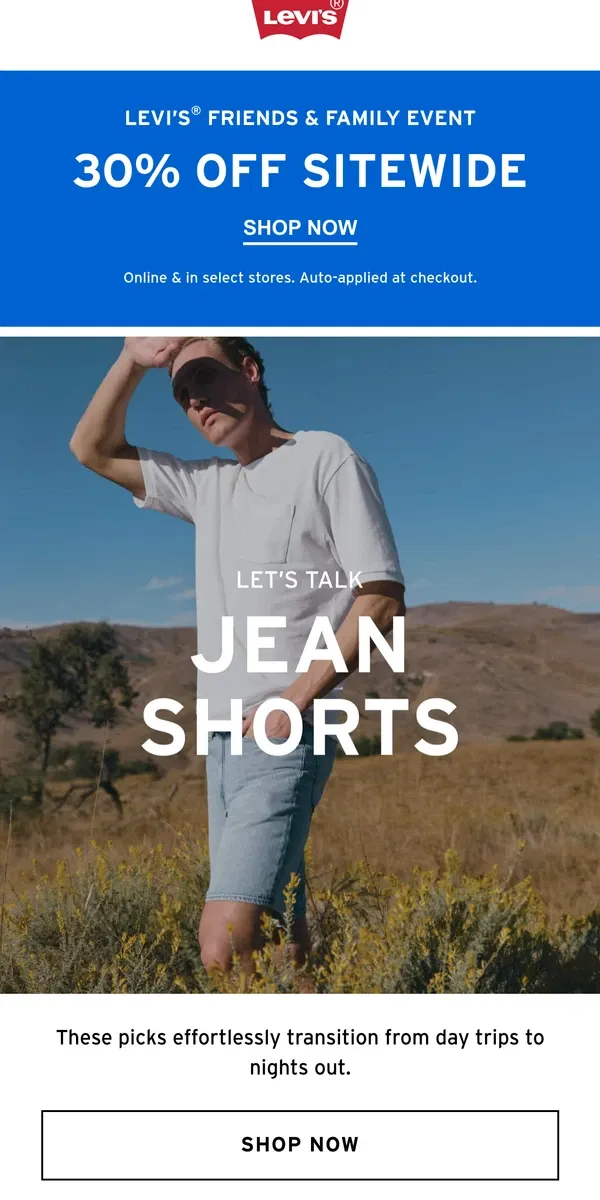 Email from Levi's. Your favorite denim—but make it short(s)