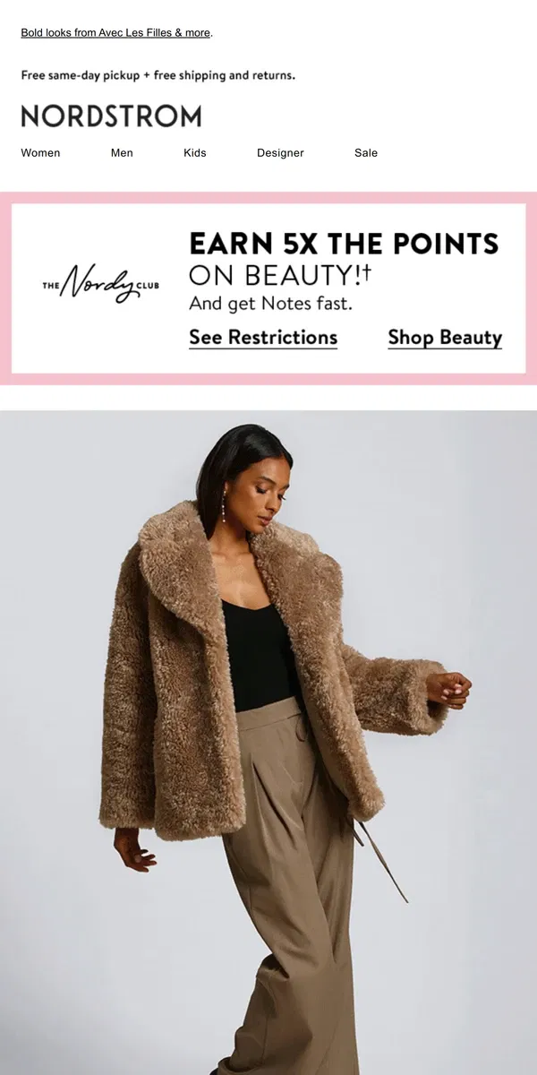 Email from Nordstrom. Statement coats trending now