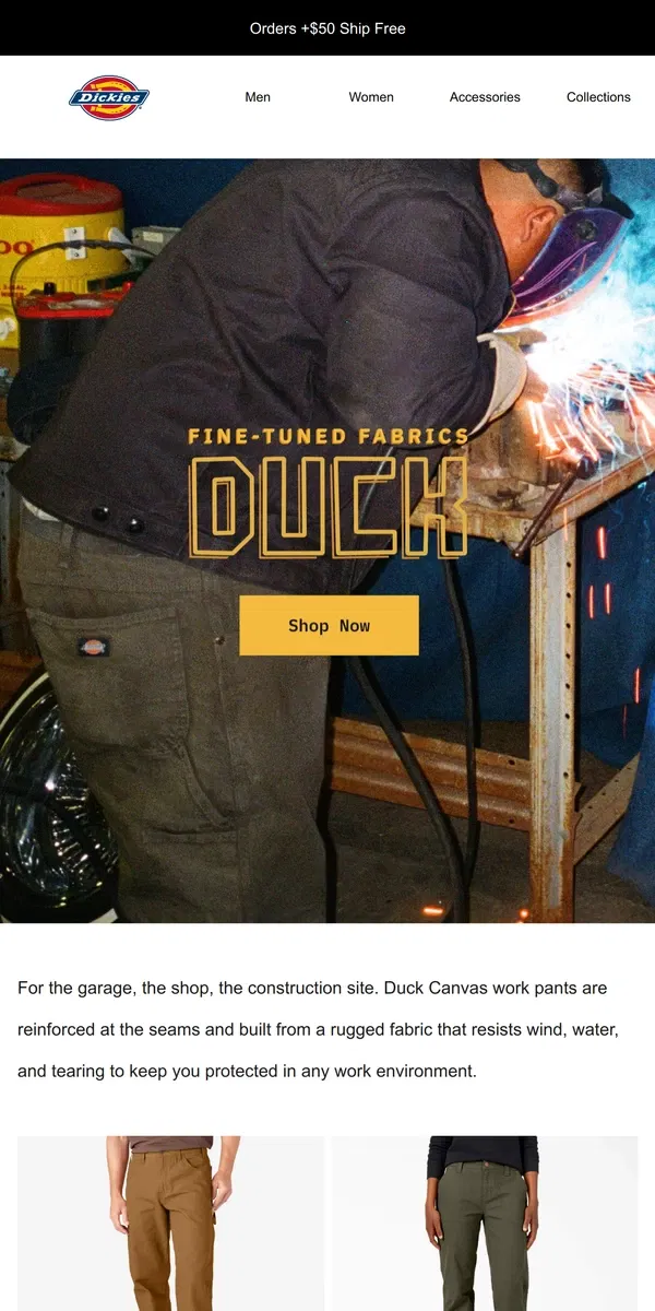 Email from Dickies. Duck Canvas Workwear