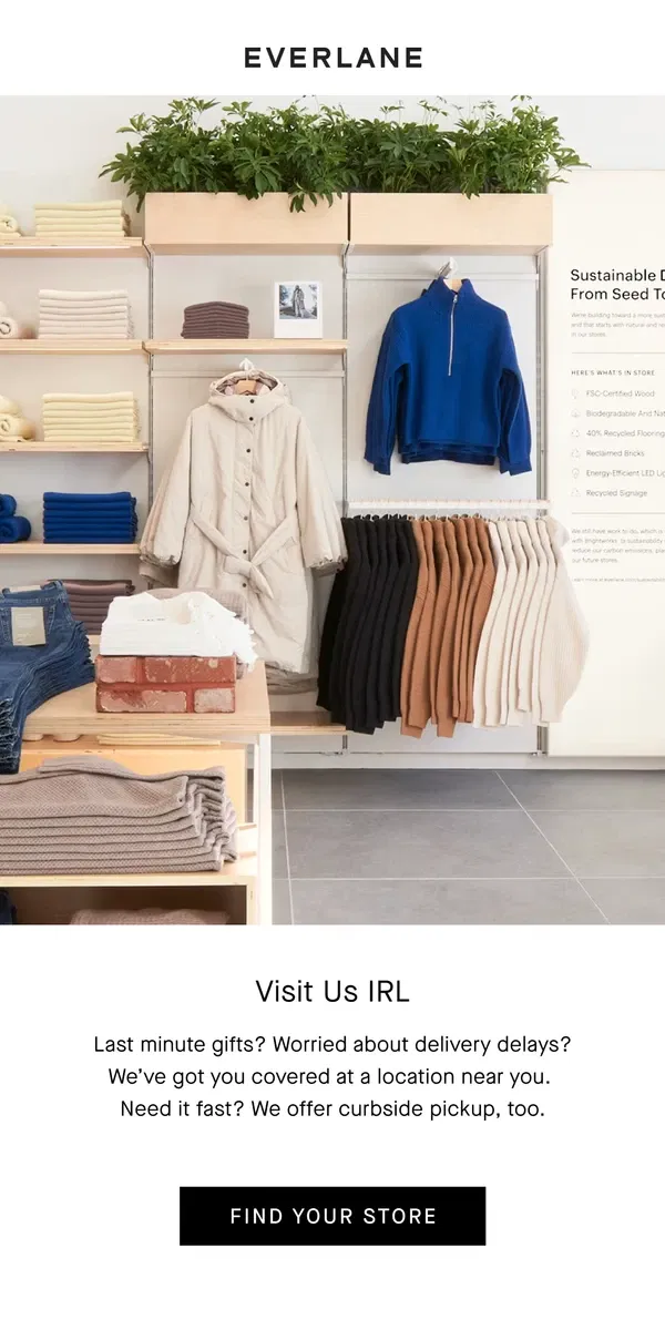 Email from Everlane. Hey [Name], You Can Still Get Your Gifts