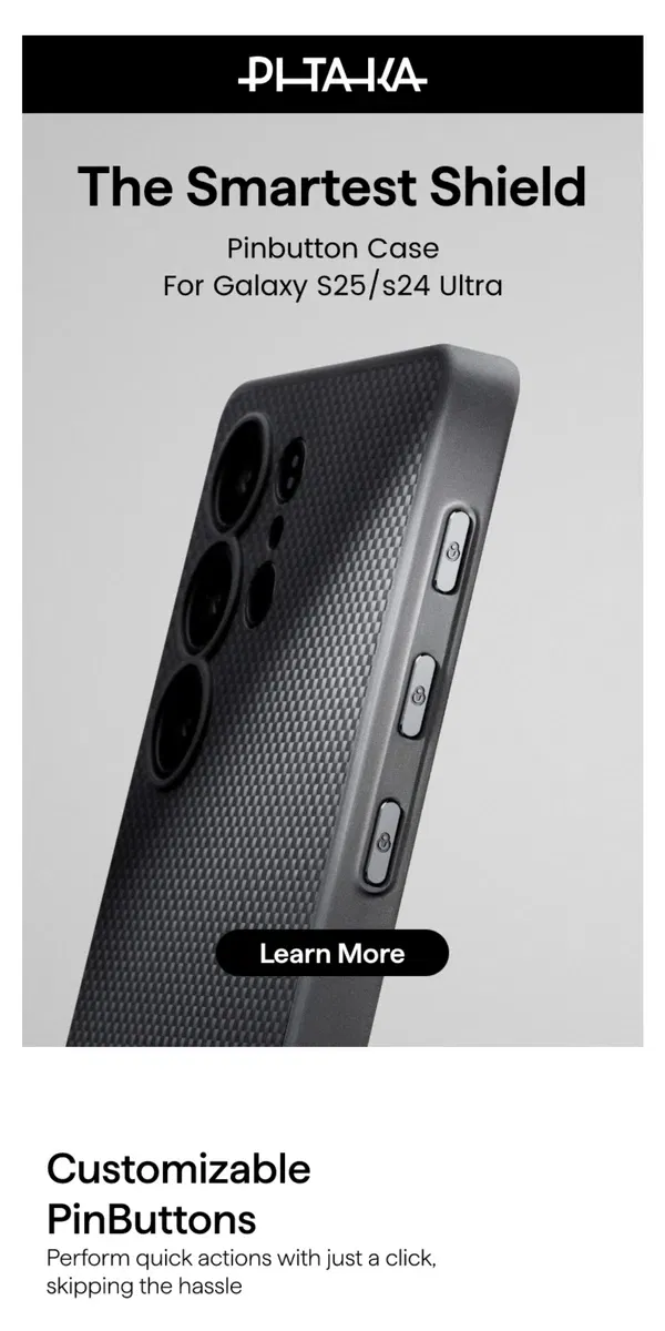 Email from PITAKA. Experience the Future of Phone Cases with PinButton