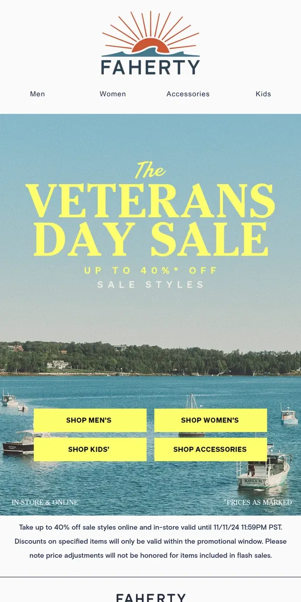 Email from Faherty. Up To 40% Off Sale Styles