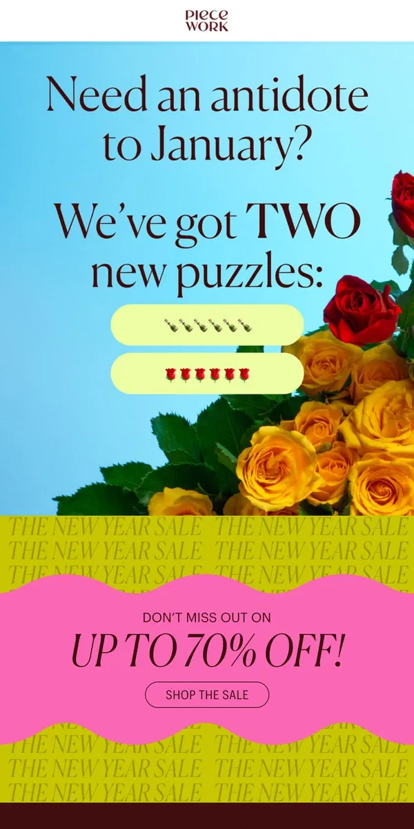 Email from Piecework Puzzles. New year, new puzzles?