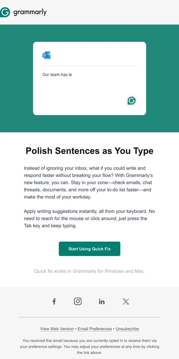 Email from Grammarly. Your new shortcut to efficient writing