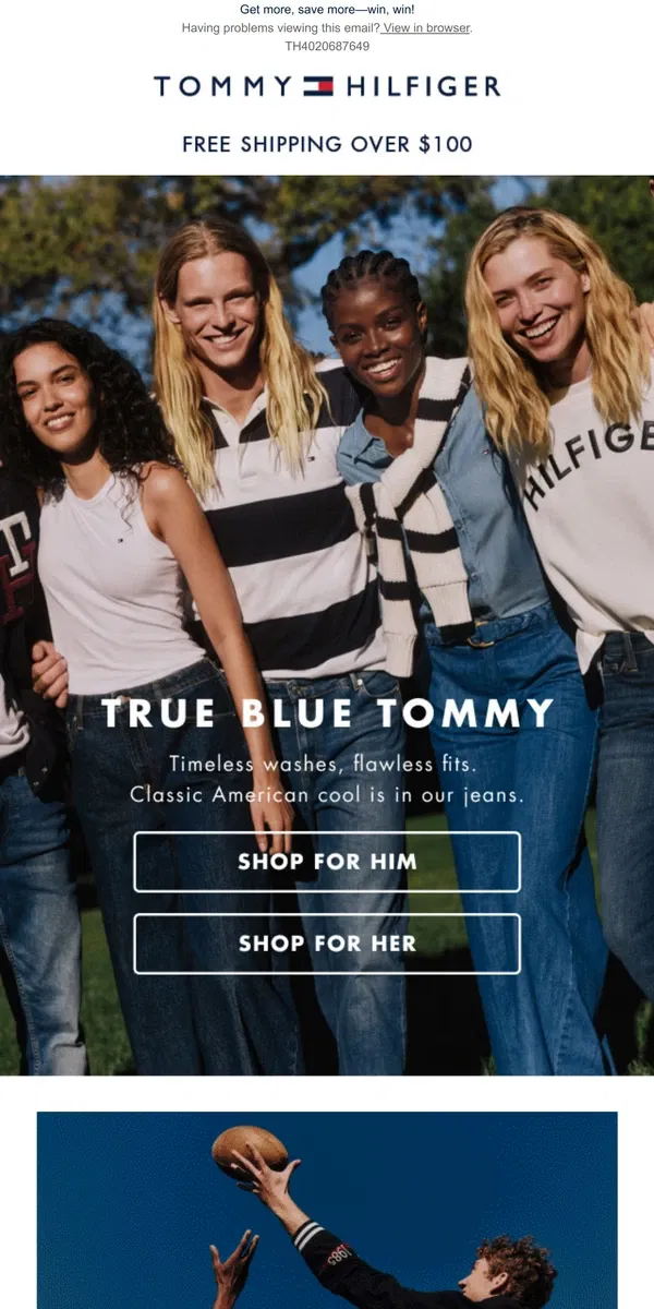 Email from Tommy Hilfiger. Leap into spring with 20% off $100+ | 30% off $150+