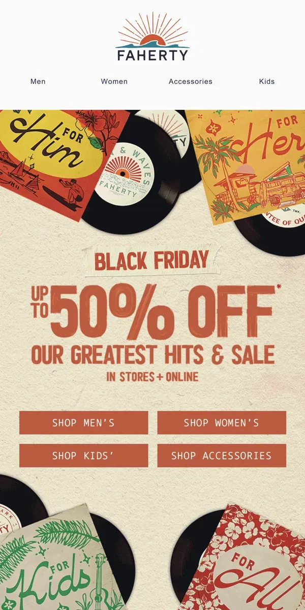 Email from Faherty. Black Friday: Up To 50% Off