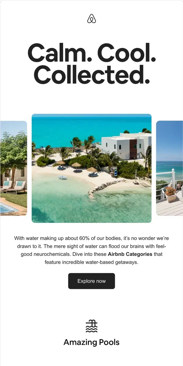 Email from Airbnb. Come on in, the water’s fine