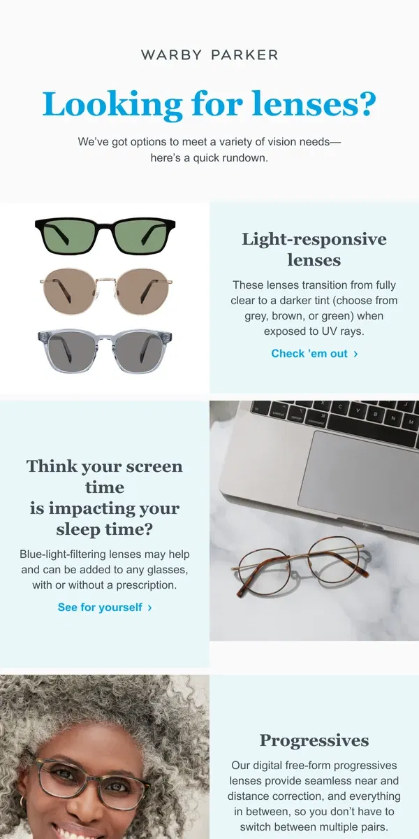 Email from Warby Parker. Try seeing things through a new lens