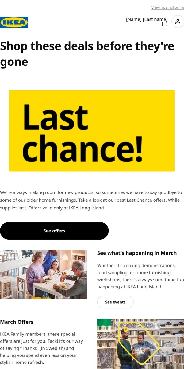 Email from IKEA. [Name], see what's happening at IKEA Long Island