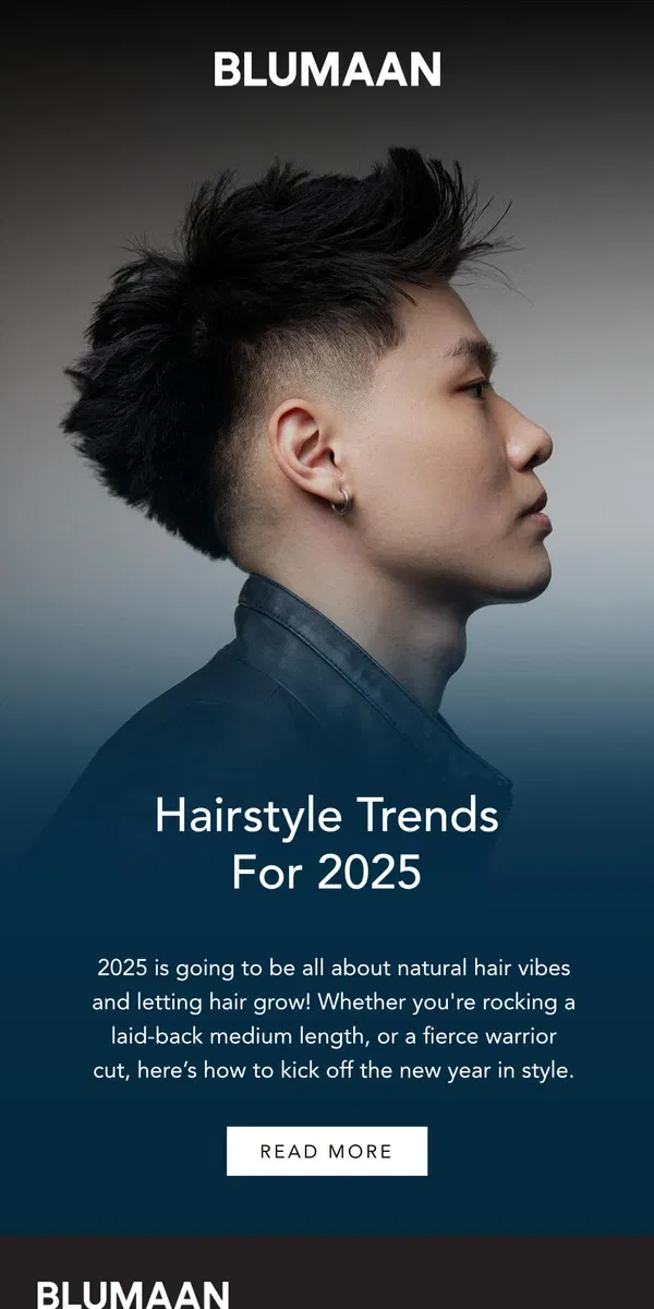 Email from BluMaan. Top 5 Hair Trends For The New Year