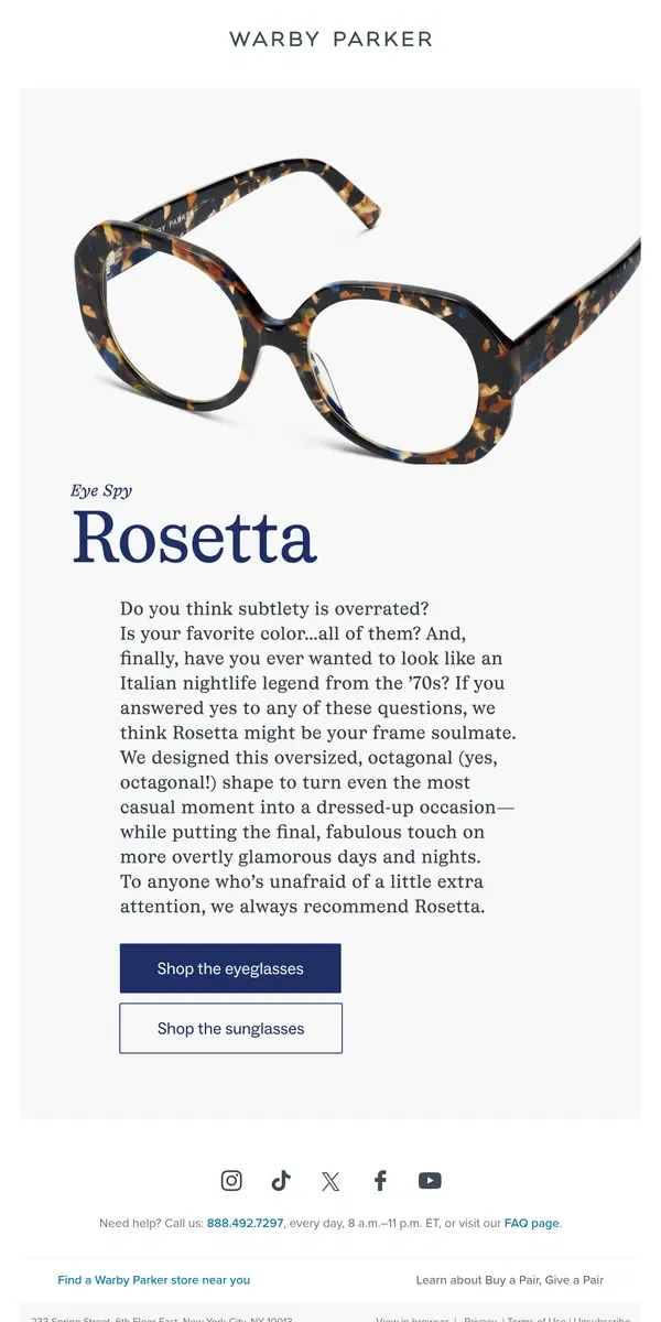 Email from Warby Parker. Three questions for you