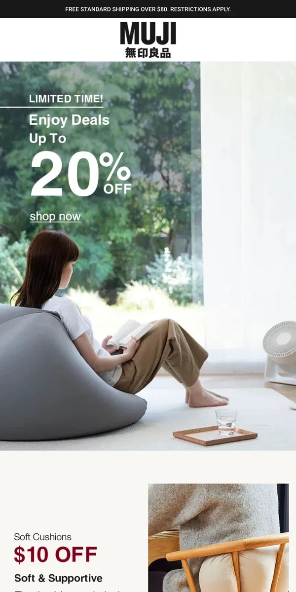 Email from MUJI. Home Comforts at 20% OFF this Weekend!