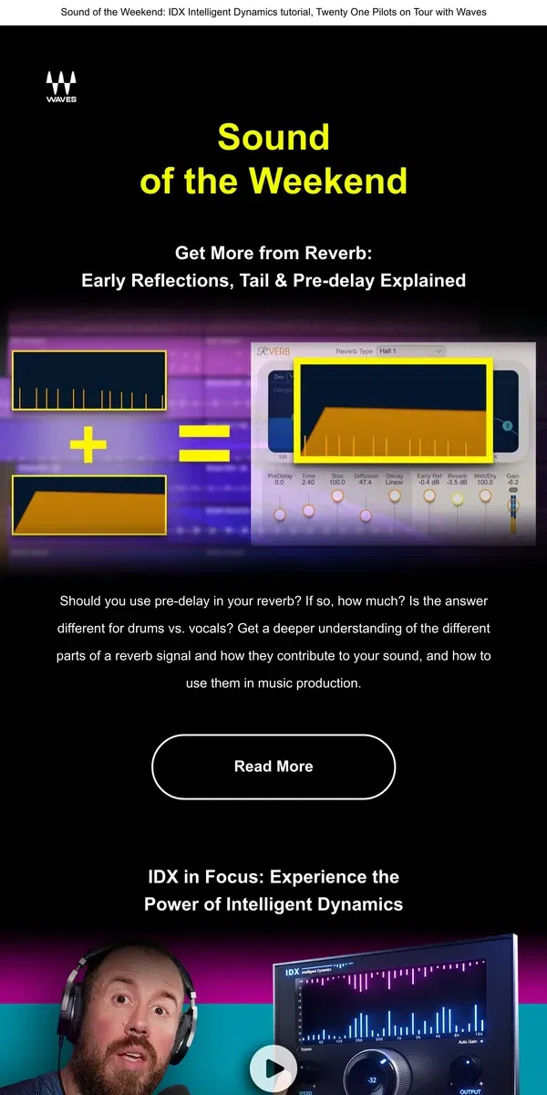 Email from Waves Audio. Explained: Reverb Parameters 🎛️ Early Reflections, Tails, Pre-Delay