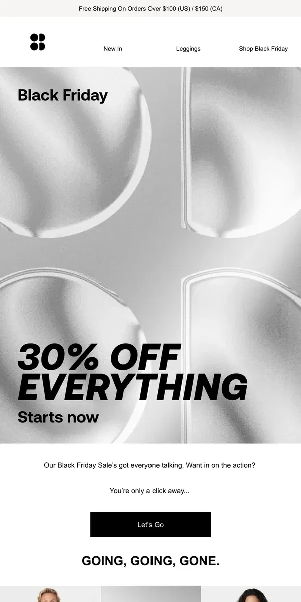 Email from Sweaty Betty. REMINDER: 30% off everything | Black Friday