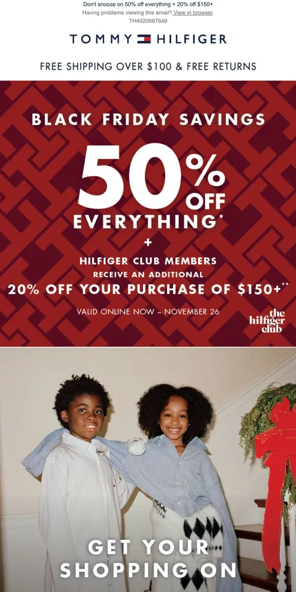 Email from Tommy Hilfiger. ⏰ Black Friday Savings ends tonight!